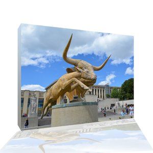 Bull Statue Trocadera Paris canvas print 12x14in